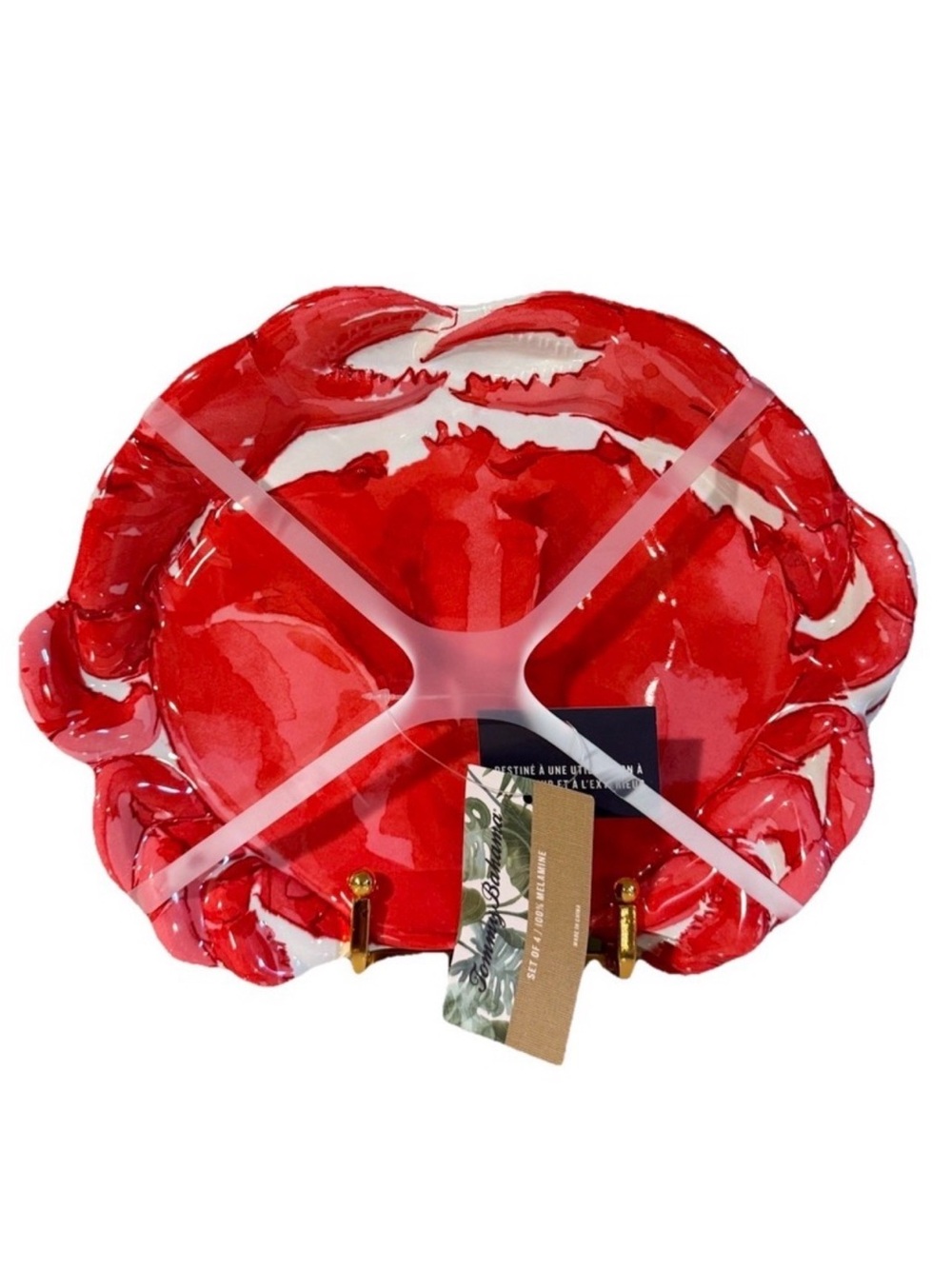 Tommy Bahama Melamine Crab Shape Salad Luncheon Plates Set of 4  9.5" x 7.25